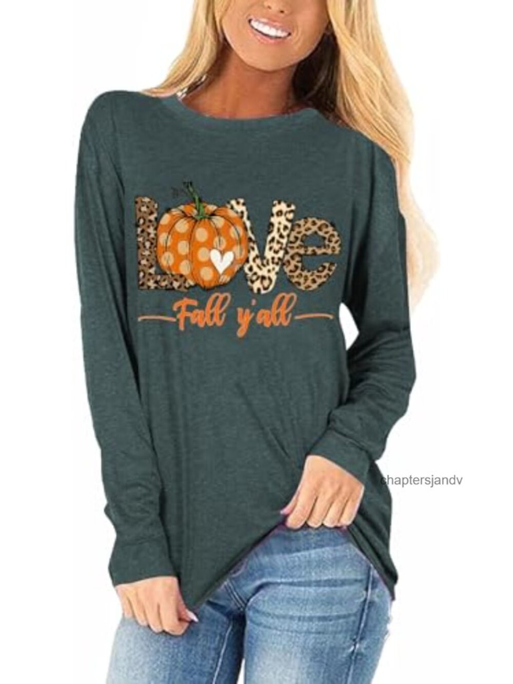 Long Sleeve Fall Thanksgiving T-Shirt Women Pumpkin Turkey Graphic Tee